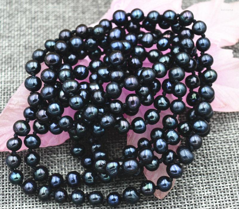 Pendant Necklaces Selling Jewelry>> 6-7mm Black Real Akoya Tahiti Cultured Pearl Necklace 50inch