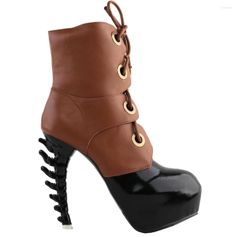 Dress Shoes LF80707 SHOW STORY Cool Brown Black Two Tone Lace-Up High-top Bone Heels Platform Ankle Boots
Dress Shoes LF80707 SHOW STORY Cool Brown Black Two Tone Lace-Up High-top Bone Heels Platform Ankle Boots