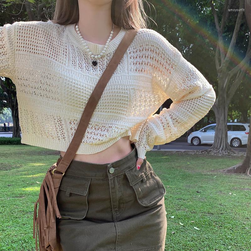 Women's Sweaters Y2K Hollow Out Cropped Knit Smock Top Vintage Loose Harajuku Pullovers O Neck Long Sleeve Casual Fairycore Chic Cloth, As shown
Women's Sweaters Y2K Hollow Out Cropped Knit Smock Top Vintage Loose Harajuku Pullovers O Neck Long Sleeve Casual Fairycore Chic Cloth, As shown
