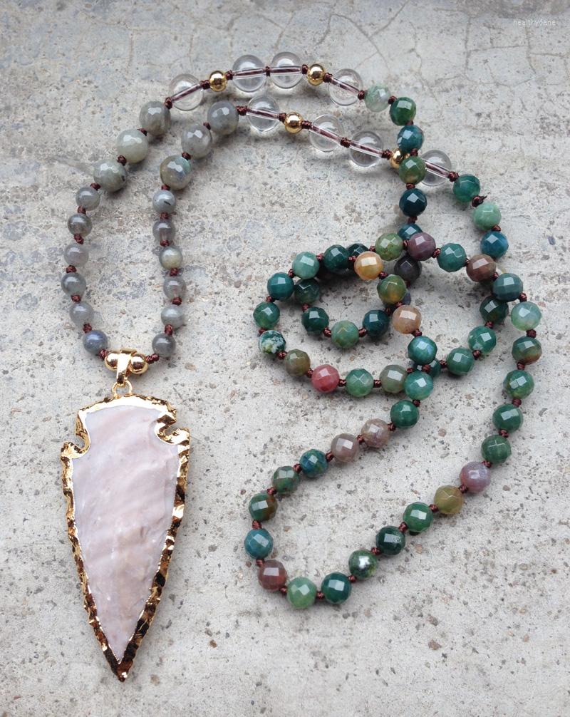 Pendant Necklaces YA2386 Stone Jaspe Arrow Tiger Eye Agat Clear Quartz Labradorite Beads Knot Handmade Necklace 30-32inch Long
Pendant Necklaces YA2386 Stone Jaspe Arrow Tiger Eye Agat Clear Quartz Labradorite Beads Knot Handmade Necklace 30-32inch Long