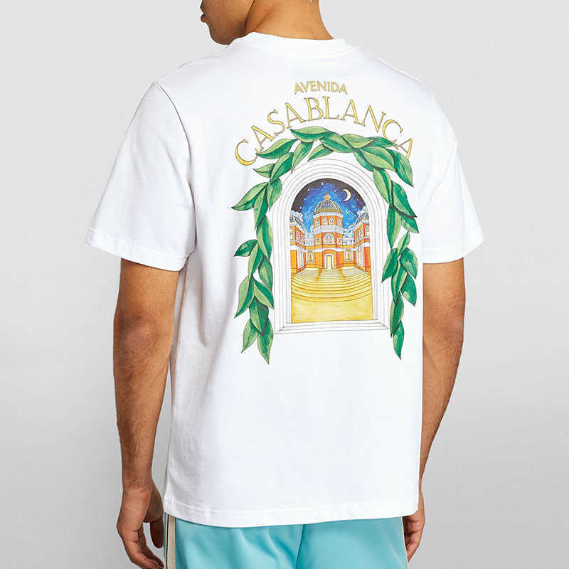 23ss Casablanca Star Castle Tees Men and Women Loose T Shirt Short Sleeve Fashion T-shirt Summer Beach Tops Polos, White
23ss Casablanca Star Castle Tees Men and Women Loose T Shirt Short Sleeve Fashion T-shirt Summer Beach Tops Polos, White
