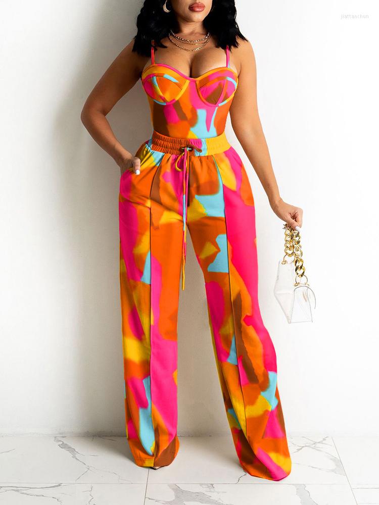 Women' Two Piece Pants Summer Women Colorblock Corset Top & Drawstring Wide Ses 2023 Femme Patchwork Crop Tunics Bottom Suits Lady, Multi
Women' Two Piece Pants Summer Women Colorblock Corset Top & Drawstring Wide Ses 2023 Femme Patchwork Crop Tunics Bottom Suits Lady, Multi