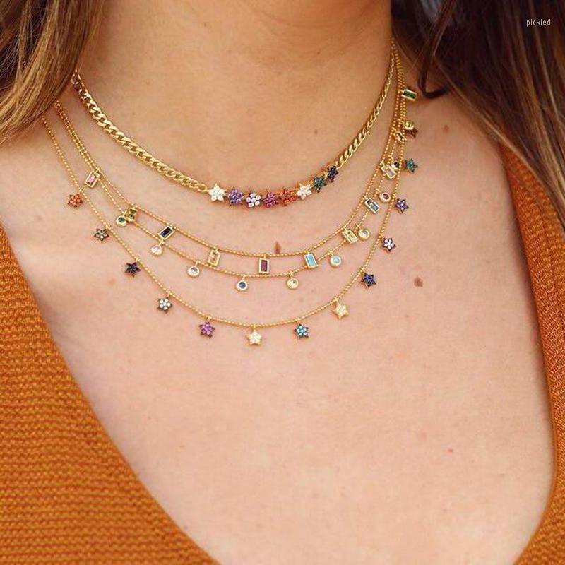 Choker Gold Color Rainbow Star Necklace Christmas Gift For Women Lady Minimal Delicate Coloful Cz Flower Charm Cuban Link Chain
Choker Gold Color Rainbow Star Necklace Christmas Gift For Women Lady Minimal Delicate Coloful Cz Flower Charm Cuban Link Chain