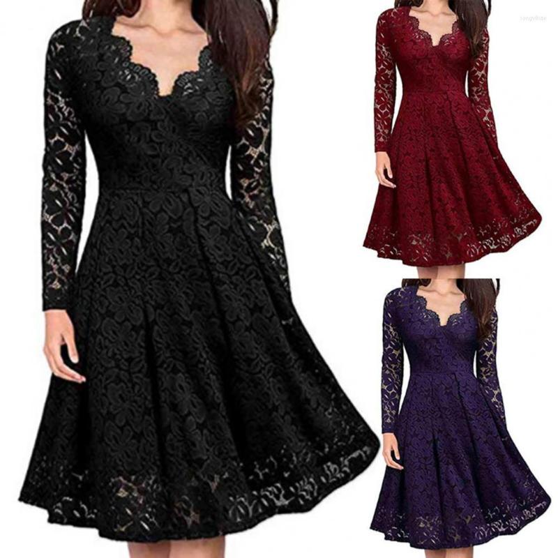 Casual Dresses Drop Women Dress Lace Hollow Out Autumn Winter Solid Color Floral Pattern For Wedding, Black
Casual Dresses Drop Women Dress Lace Hollow Out Autumn Winter Solid Color Floral Pattern For Wedding, Black