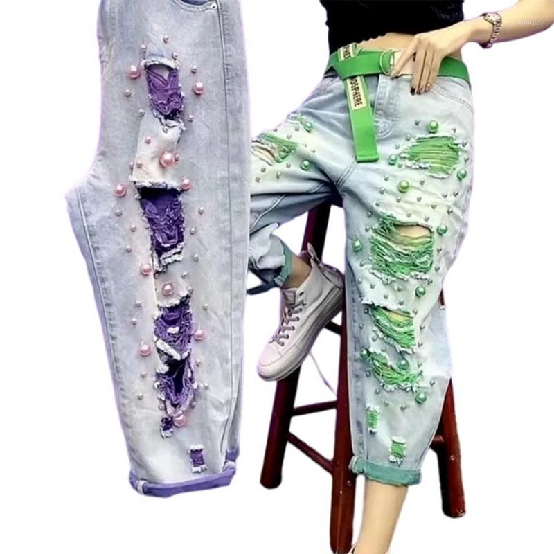 Women's Jeans Women's Street Hole Loose Personality Thin Denim Daddy Pants Ankle Length Trousers Women Harem, Green
Women's Jeans Women's Street Hole Loose Personality Thin Denim Daddy Pants Ankle Length Trousers Women Harem, Green