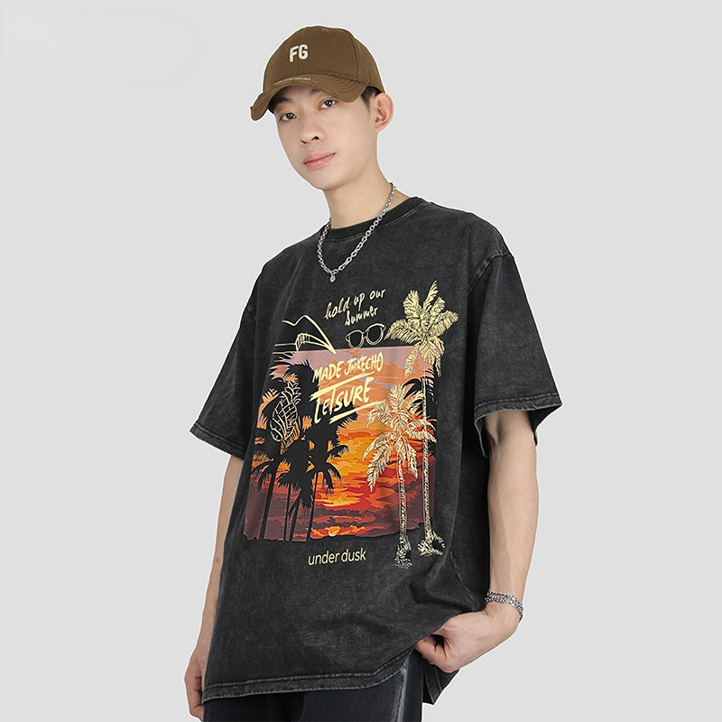 Men's T-Shirts Men's American Fashion Brand Washed Short Sleeve T-shirt Printed Street Men's and Women's, Aspic
Men's T-Shirts Men's American Fashion Brand Washed Short Sleeve T-shirt Printed Street Men's and Women's, Aspic