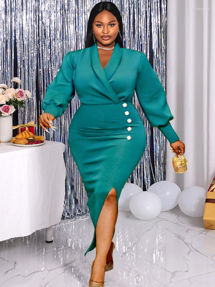 Plus Size Dresses Elegant For Women Fall Winter 2023 Lantern Sleeve Robes Buttons Slit Slim Office Ladies Work Wear Vestidos 4XL, Green
Plus Size Dresses Elegant For Women Fall Winter 2023 Lantern Sleeve Robes Buttons Slit Slim Office Ladies Work Wear Vestidos 4XL, Green