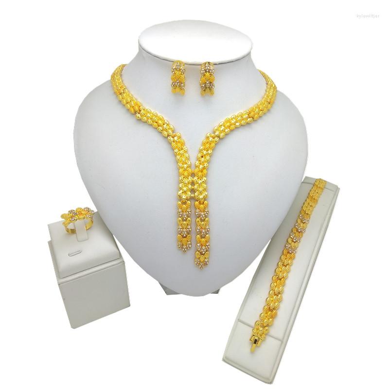 Necklace Earrings Set Kingdom Ma Fashion African Costume Gold Color Jewelry Nigerian Wedding Crystal Bridal Bracelet Ring Sets, Picture shown
Necklace Earrings Set Kingdom Ma Fashion African Costume Gold Color Jewelry Nigerian Wedding Crystal Bridal Bracelet Ring Sets, Picture shown