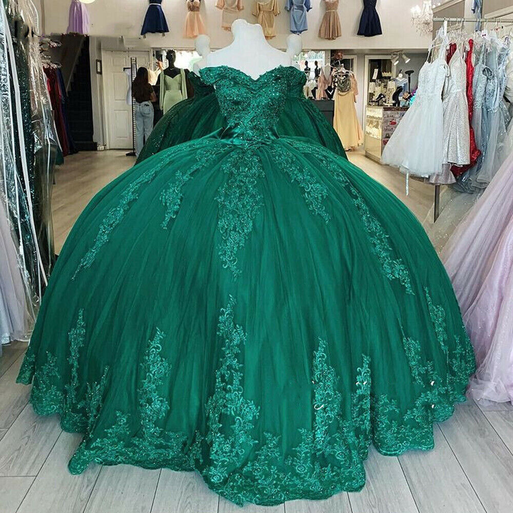 Classy Green Lace Quinceanera Dresses 2024 Puffy Tulle Ball Gown Meninas de 15 Anos Porno Sweet 15 Birthday Party Wear With Bow Elegant Prom Dress Ves