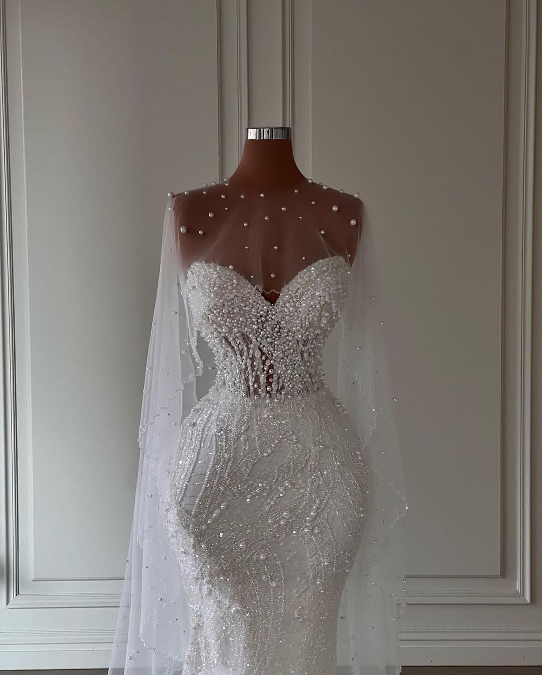 Mermaid Wedding Stylish Dresses Sleeveless V Neck D Lace Appliques Sequins Beaded Or Length Pearls Drapes Plus Size Elegant Bridal Gowns