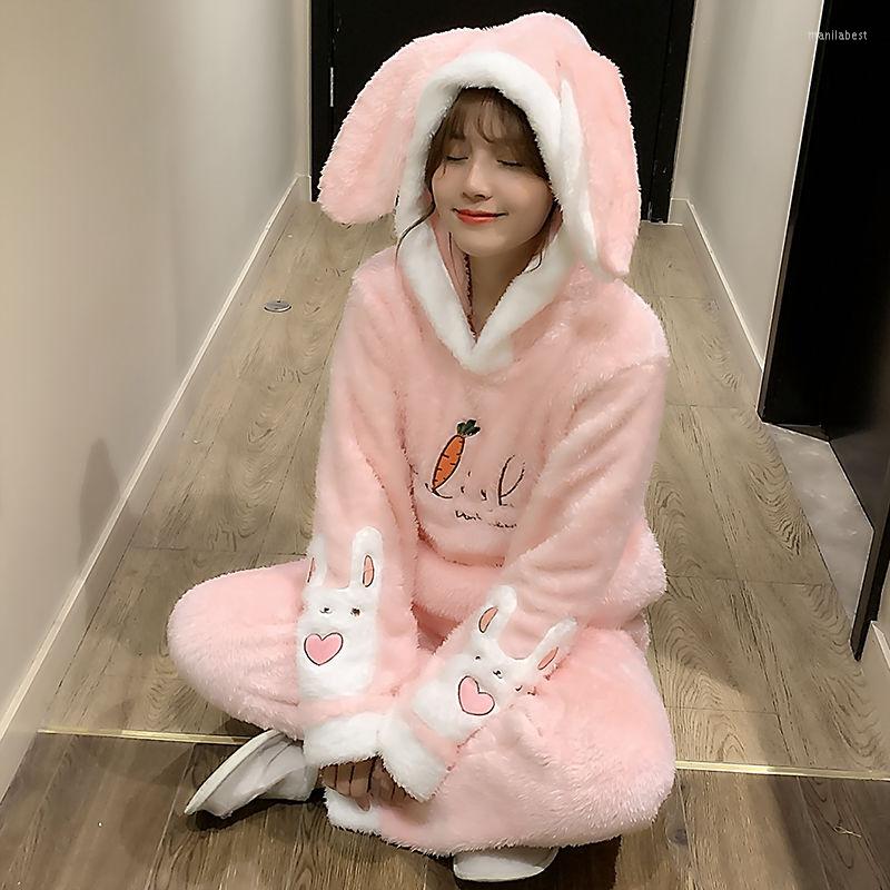 Women's Sleepwear Coral Velvet Pajamas Women Autumn And Winter Thicken Warmth Student Cute Cartoon Korean Loose Hooded Flannel Suit, Carrot bunny pink
Women's Sleepwear Coral Velvet Pajamas Women Autumn And Winter Thicken Warmth Student Cute Cartoon Korean Loose Hooded Flannel Suit, Carrot bunny pink