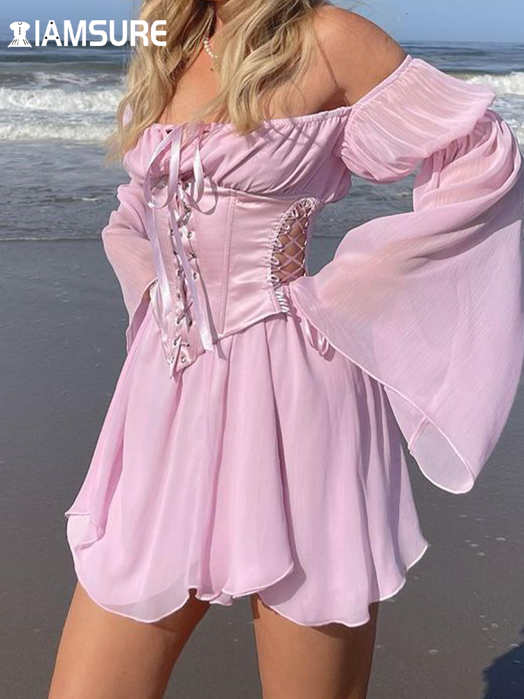 Casual Dresses IAMSURE Beach Style Vintage Chiffon Dress With Corset Bandage Hollow Out Bustier Prairie Chic Flare Sleeve 2 Pieces Set 230217, Black - only corset
Casual Dresses IAMSURE Beach Style Vintage Chiffon Dress With Corset Bandage Hollow Out Bustier Prairie Chic Flare Sleeve 2 Pieces Set 230217, Black - only corset