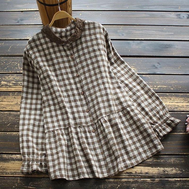 Women's Blouses & Shirts Cotton Linen Plaid Women Autumn Vintage Turn-Down Collar Loose Casual Female Outwear Coats Tops Oversized 5XL, Black
Women's Blouses & Shirts Cotton Linen Plaid Women Autumn Vintage Turn-Down Collar Loose Casual Female Outwear Coats Tops Oversized 5XL, Black