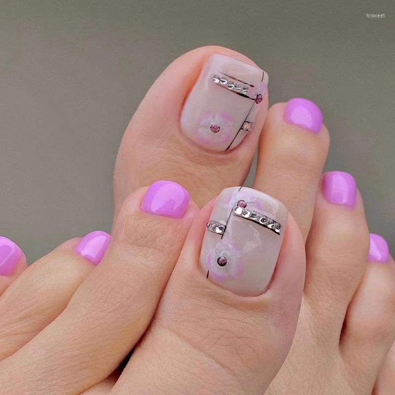 False Nails 24pcs Detachable Wholesale Purple Toenail Small Flower Diamond Wearable Fake Foot Nail Patches Press On, Jp1657
False Nails 24pcs Detachable Wholesale Purple Toenail Small Flower Diamond Wearable Fake Foot Nail Patches Press On, Jp1657
