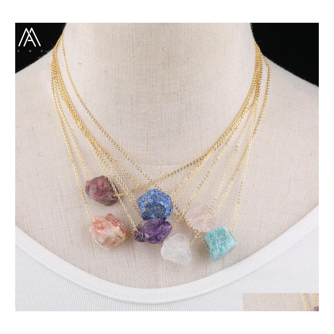 Pendant Necklaces Natural Stone Irregar Necklace Pink Crystal Amthyst Healing Chakra Charms Pendum For Women Jewelry Drop Delivery Pe Dhh0S
Pendant Necklaces Natural Stone Irregar Necklace Pink Crystal Amthyst Healing Chakra Charms Pendum For Women Jewelry Drop Delivery Pe Dhh0S