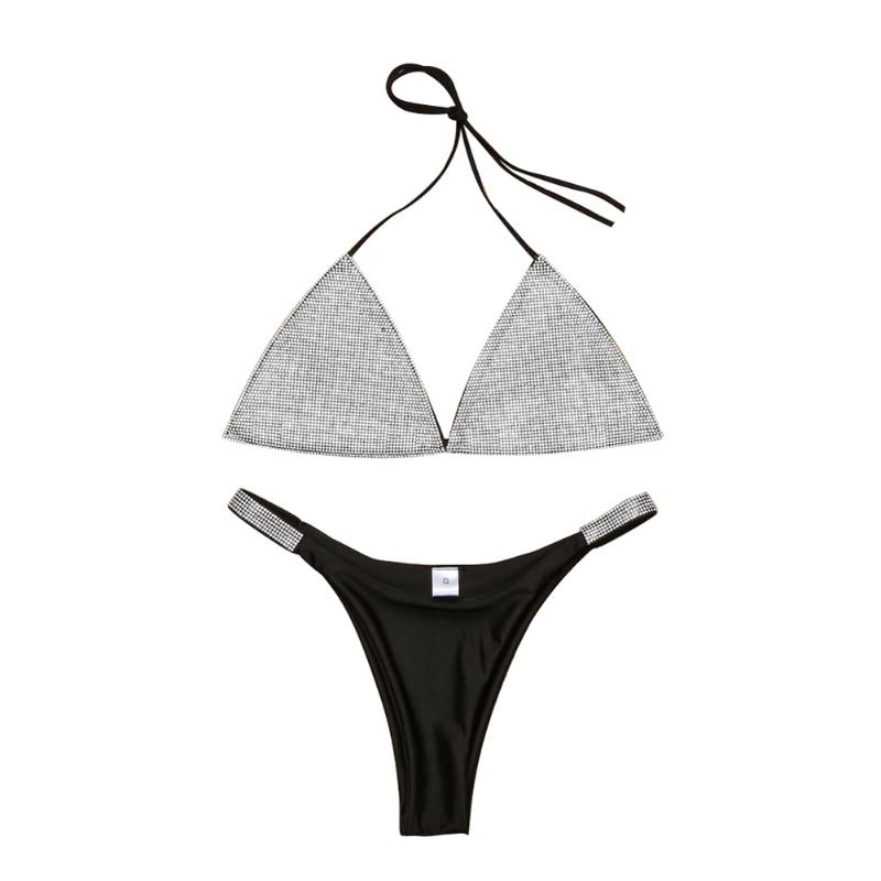 Women' Swimwear Sexy Swimsuit Sequins Rhinestone Crystal Diamond Push Up Bikini Suit Bra Low Waist Lace-up Beachwear, Black
Women' Swimwear Sexy Swimsuit Sequins Rhinestone Crystal Diamond Push Up Bikini Suit Bra Low Waist Lace-up Beachwear, Black
