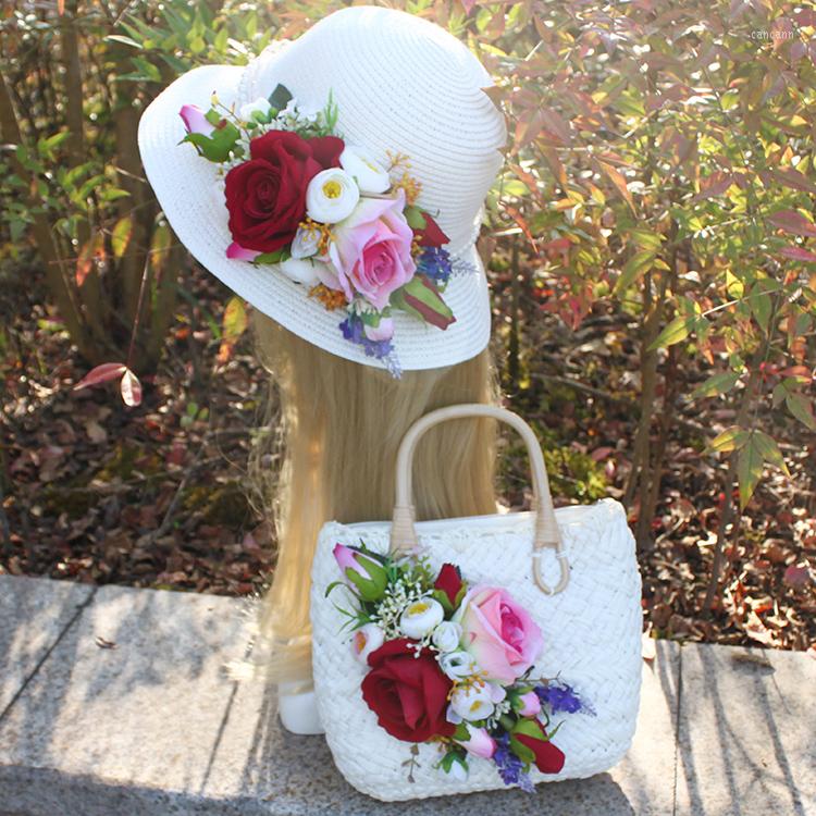 Evening Bags Hand-made Retro-Vintage Handbags And Flowers For Holiday In Summer A Set Of Straw-wrapped Woven On Beach, White
Evening Bags Hand-made Retro-Vintage Handbags And Flowers For Holiday In Summer A Set Of Straw-wrapped Woven On Beach, White