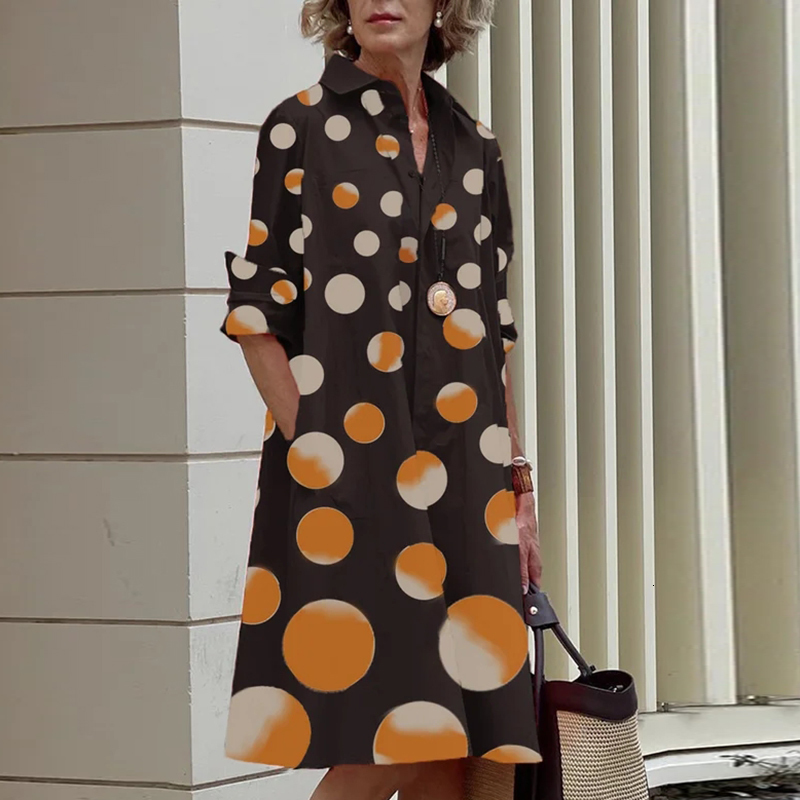 Casual Dresses Shirt Women Bohemian Long Sleeve Printed Sexy Boho Style Pocket V Neck Loose For 230217