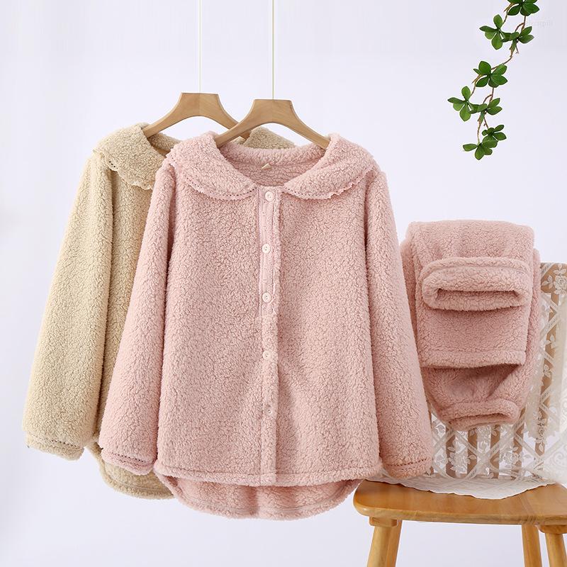 Women's Sleepwear Winter Women's Pajamas Set Thickened Flannel Nightwear Warm Home Clothes Long Sleeve Trousers Lapel Loose 2PC Suit, Pink
Women's Sleepwear Winter Women's Pajamas Set Thickened Flannel Nightwear Warm Home Clothes Long Sleeve Trousers Lapel Loose 2PC Suit, Pink