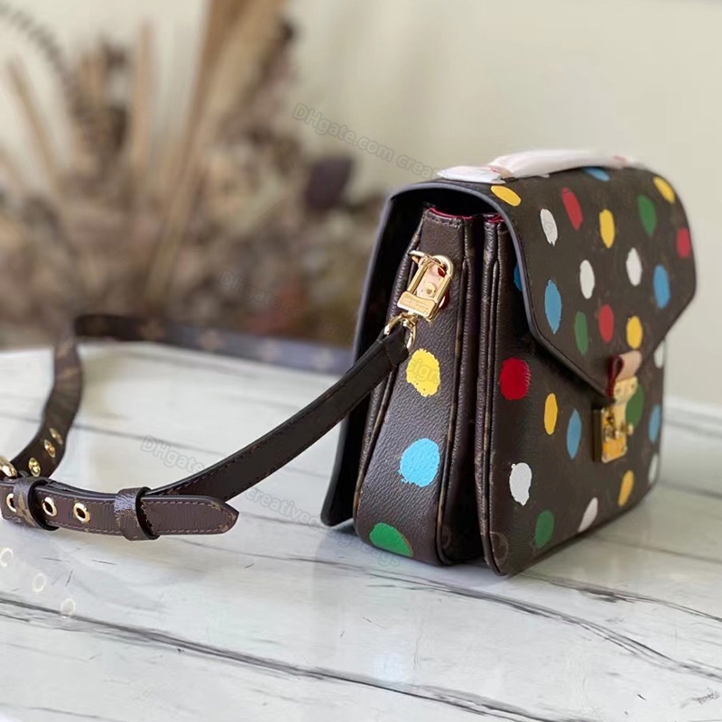 9A Shoulder Bags Messenger Bag Pochette Polka Dot Metis Hard Case Lock Canvas Leather Handbag Embossed Silk Screen Crossbody 25cm L298