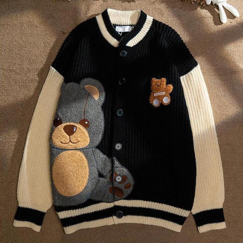 Men's Sweaters Japanese Style Cute Bear Cardigan Sweater Men Spring Autumn Casual Loose Knitted Hip Hop Coats Male Chaquetas Hombre, Black
Men's Sweaters Japanese Style Cute Bear Cardigan Sweater Men Spring Autumn Casual Loose Knitted Hip Hop Coats Male Chaquetas Hombre, Black