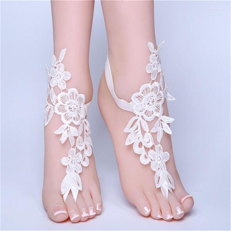 Anklets 1 Pair Blue And White Lace Wedding Barefoot Sandals Bridal Dance Anklet Shoes With Hoop Toe Bridesmaid Sandbeach Foot Jewelry
Anklets 1 Pair Blue And White Lace Wedding Barefoot Sandals Bridal Dance Anklet Shoes With Hoop Toe Bridesmaid Sandbeach Foot Jewelry