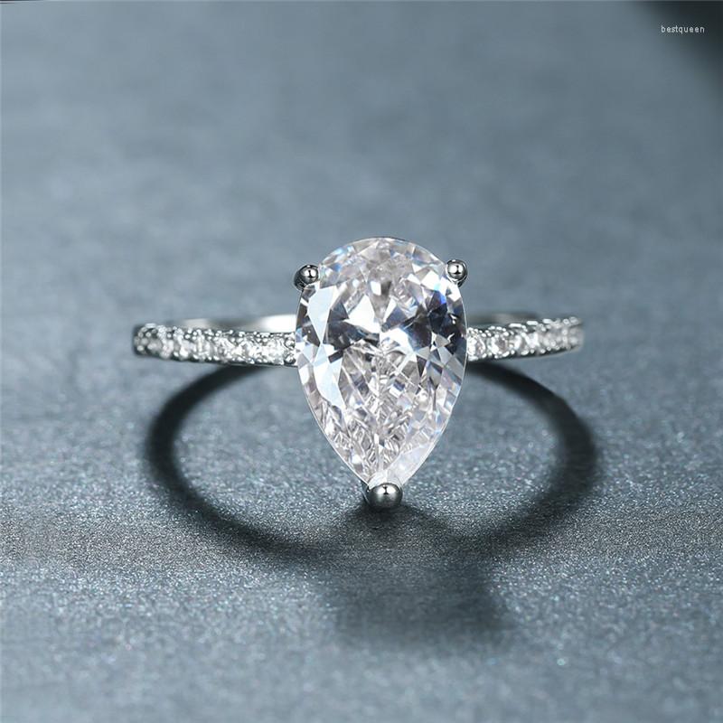 Wedding Rings Female Luxury Crystal Engagement Ring Simple Fashion White Zircon Water Drop Rose Gold Silver Color For Women
Wedding Rings Female Luxury Crystal Engagement Ring Simple Fashion White Zircon Water Drop Rose Gold Silver Color For Women