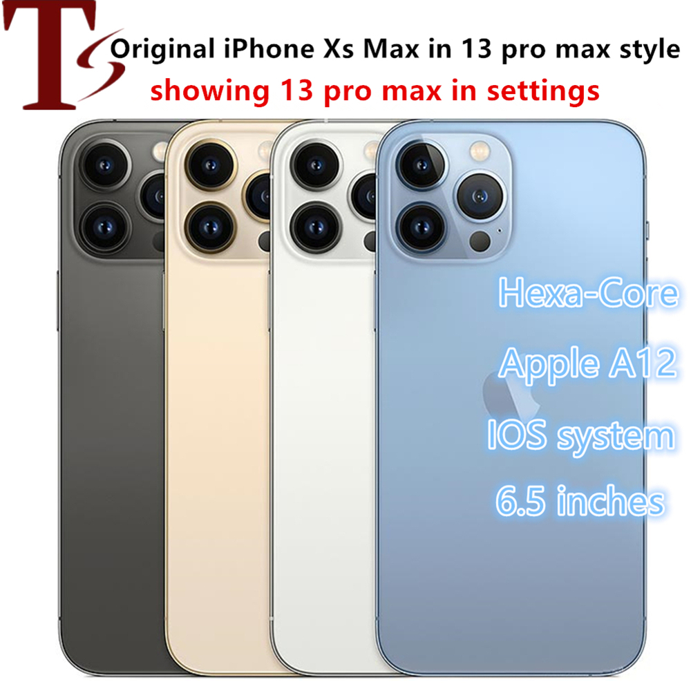 

Apple Original iphone Xsmax in 13 pro Max style phone Unlocked with 13pro max box&Camera appearance 4G RAM 64GB ROM smartphone, Gold