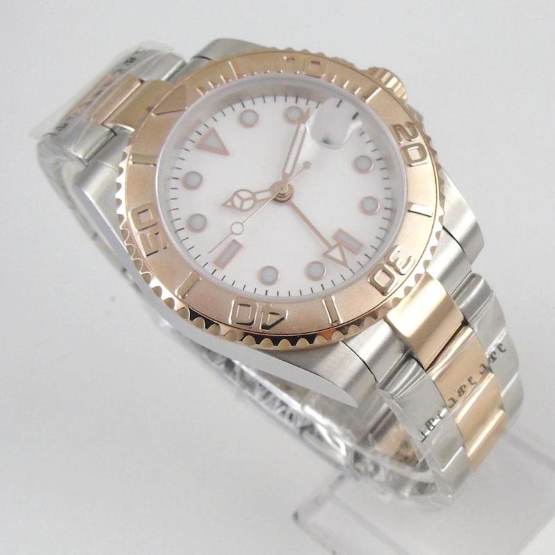 Wristwatches 40MM Sterile White Dial Sapphire Glass Date Steel Bracelet Rose Gold Plated GMT Automatic Movement Men's Watch, Solid case back
Wristwatches 40MM Sterile White Dial Sapphire Glass Date Steel Bracelet Rose Gold Plated GMT Automatic Movement Men's Watch, Solid case back