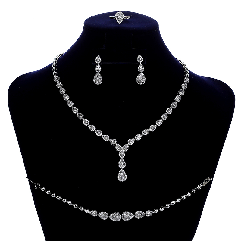Wedding Jewelry Sets HADIYANA Simple Waterdrop Temperament Women Necklace Earrings Ring And Bracelet Set CN150 Conjunto de joyas 230216
Wedding Jewelry Sets HADIYANA Simple Waterdrop Temperament Women Necklace Earrings Ring And Bracelet Set CN150 Conjunto de joyas 230216