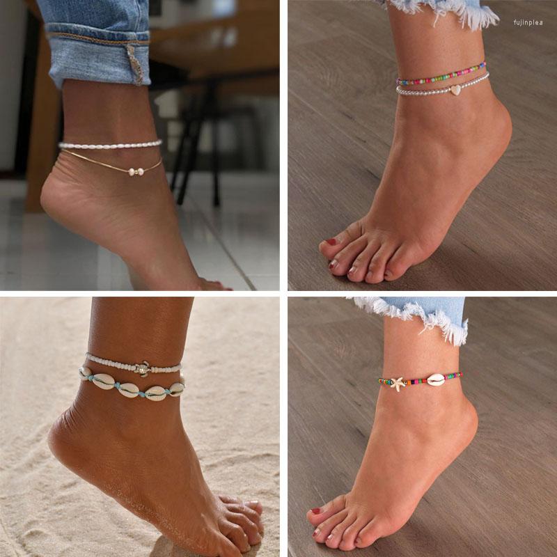 Anklets Bohemian Color Rice Bead Double Layer Anklet For Women National Turquoise Sea Star Natural Shell Pearl Bracelet Jewelry
Anklets Bohemian Color Rice Bead Double Layer Anklet For Women National Turquoise Sea Star Natural Shell Pearl Bracelet Jewelry