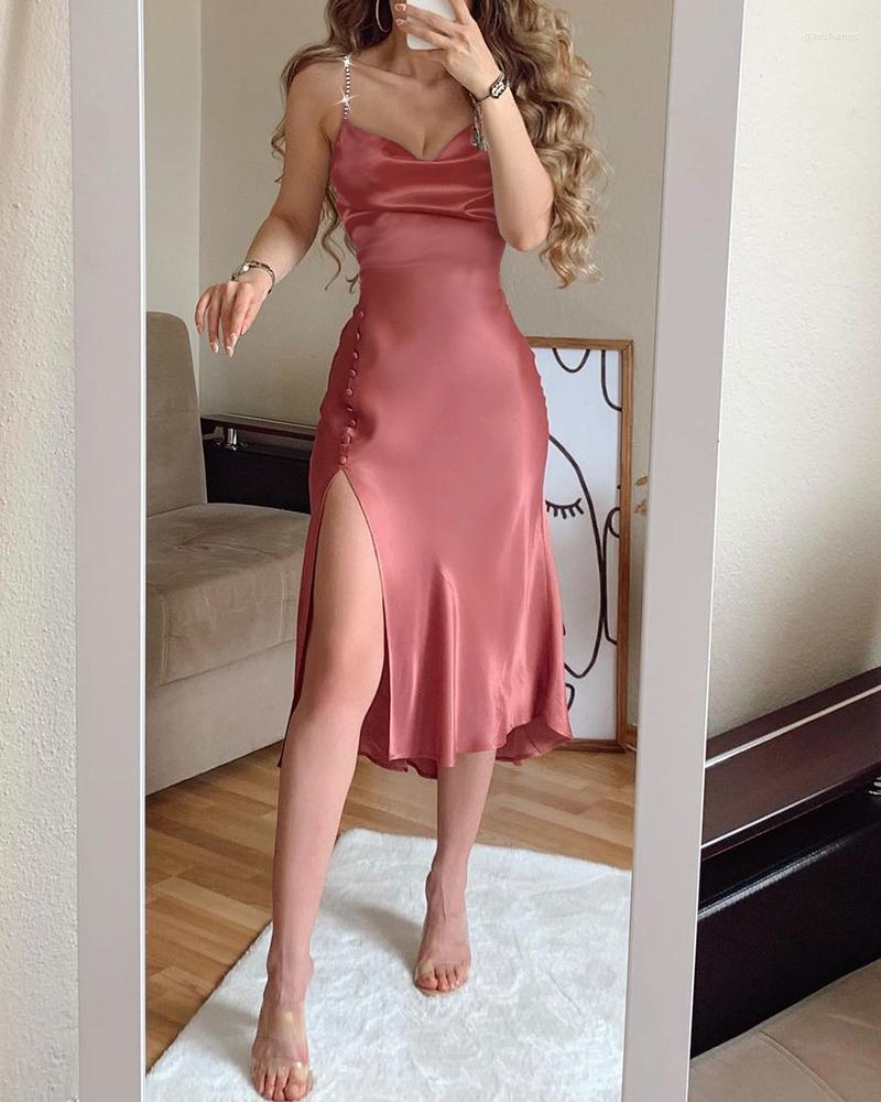 Casual Dresses Summer Women Studded Strap High Slit Mid Dress Femme Fashion Buttoned Robe Lady Outfits Evening Sundress Vestidos 2023 Prom, Black
Casual Dresses Summer Women Studded Strap High Slit Mid Dress Femme Fashion Buttoned Robe Lady Outfits Evening Sundress Vestidos 2023 Prom, Black