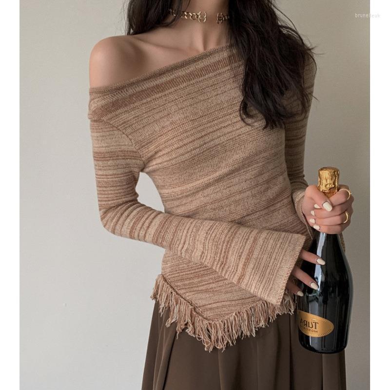 Women' Sweaters Retro Stripe Knitted Sweater Women' 2023 Autumn Off-the-shoulder Tassel Gradual Change Color Chic Elegant Top, Blue
Women' Sweaters Retro Stripe Knitted Sweater Women' 2023 Autumn Off-the-shoulder Tassel Gradual Change Color Chic Elegant Top, Blue