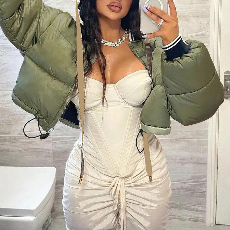 Women' Jackets 2023 Autumn And Winter Product Cotton Jacket Street Style Baseball Stand-Up Collar Drawstring Short Bread, Beige
Women' Jackets 2023 Autumn And Winter Product Cotton Jacket Street Style Baseball Stand-Up Collar Drawstring Short Bread, Beige