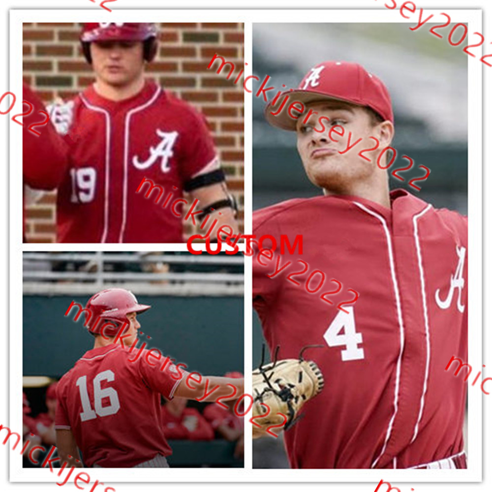 

James Baseball Custom Stitched Alabama Baseball Jersey Youth 31 Will Portera 22 Camden Hayslip 25 Davis Heller 5 Graham Crawford 28 Eli Giles Alabama, White