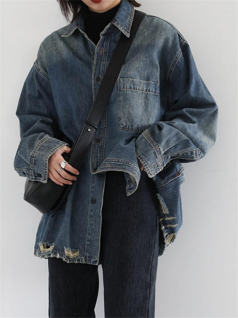 Women' Blouses Retro Denim Shirt Women' Hole Spring Autumn 2023 Lapel Korean Style Design Top Vintage Jeans Jaqueta Feminina H136, Blue
Women' Blouses Retro Denim Shirt Women' Hole Spring Autumn 2023 Lapel Korean Style Design Top Vintage Jeans Jaqueta Feminina H136, Blue