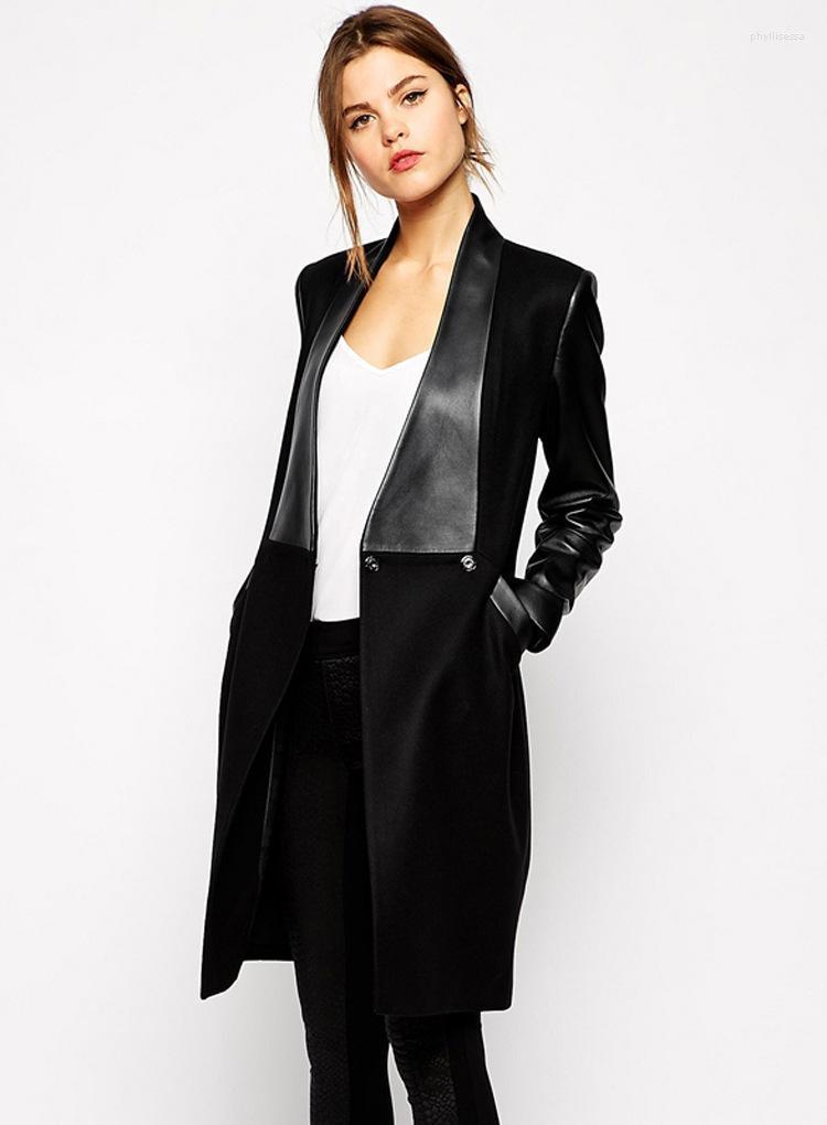 Women' Trench Coats Spring Autumn Europe Windbreaker Coat Leather Stitching Collar Women PU Splice Mujer Outwear 2023 Phyl22, Black
Women' Trench Coats Spring Autumn Europe Windbreaker Coat Leather Stitching Collar Women PU Splice Mujer Outwear 2023 Phyl22, Black