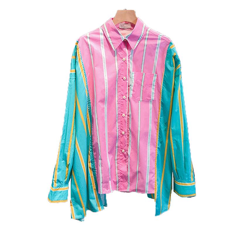 Women' Blouses & Shirts Z-zoux Women Blouse Irregular Color Matching Striped Woman Asymmetry Long Sleeve Cotton Plus Size, Pink
Women' Blouses & Shirts Z-zoux Women Blouse Irregular Color Matching Striped Woman Asymmetry Long Sleeve Cotton Plus Size, Pink