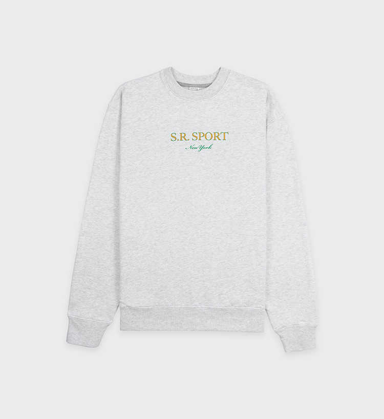 Women Designer Hoodies Sporty & Rich Letter Printing Round Neck Flower Gray Cotton Sweater Pullover Jumper