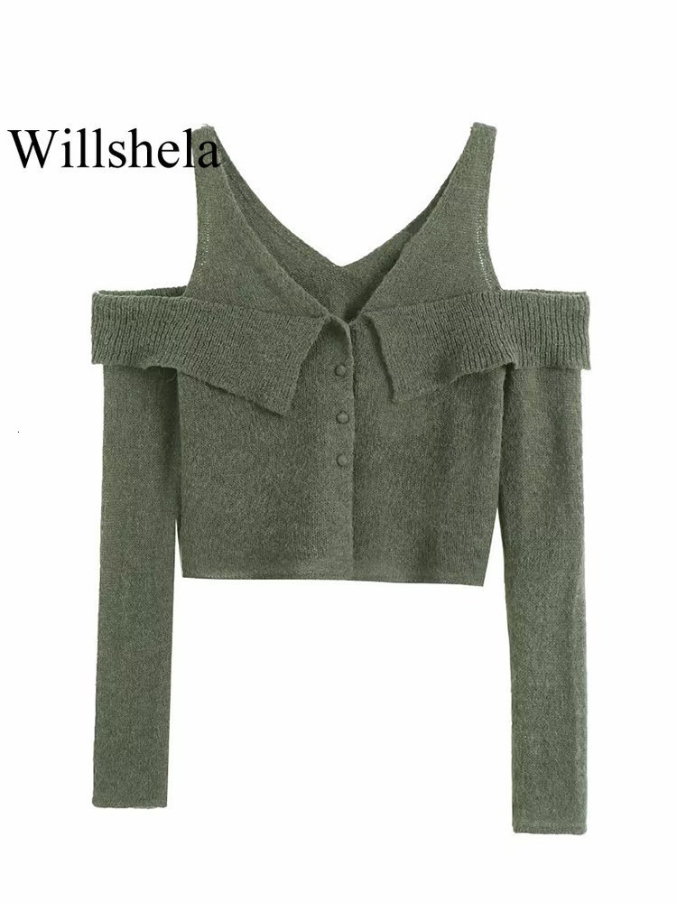 Women s Knits Tees Willshela Women Fashion Green Hollow Out Single Breasted Knitted Cardigan Sweater Vintage V Neck Long Sleeves Female Outwear 230217
Women s Knits Tees Willshela Women Fashion Green Hollow Out Single Breasted Knitted Cardigan Sweater Vintage V Neck Long Sleeves Female Outwear 230217