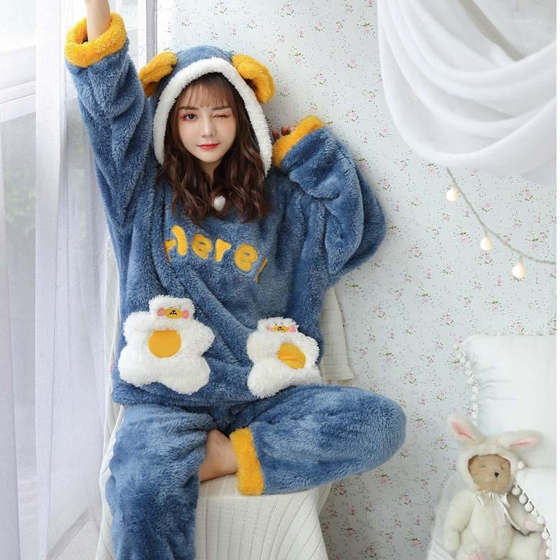 Women's Sleepwear Tulin Fashion Cute Pajamas Set 2 Pieces Flannel Warm Winter Thick Coral Fleece Hooded Cartoon Girl Home Wear, Color02
Women's Sleepwear Tulin Fashion Cute Pajamas Set 2 Pieces Flannel Warm Winter Thick Coral Fleece Hooded Cartoon Girl Home Wear, Color02