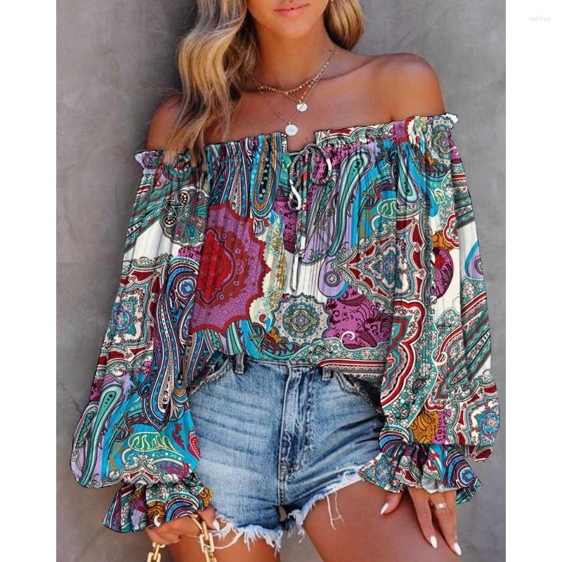 Women' Blouses Autumn Women Tribal Print Off Shoulder Lantern Sleeve Top Fashion Boho Lady Casual Vintage Frill Hem Tied Blouse Daily, Orange
Women' Blouses Autumn Women Tribal Print Off Shoulder Lantern Sleeve Top Fashion Boho Lady Casual Vintage Frill Hem Tied Blouse Daily, Orange
