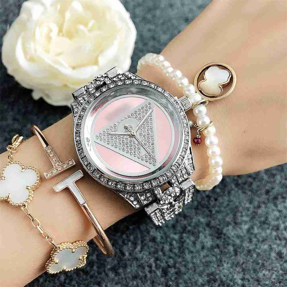 

Women's Watches Large dial watch Guess pink watch Women's fashion watch American inverted triangle brand watch