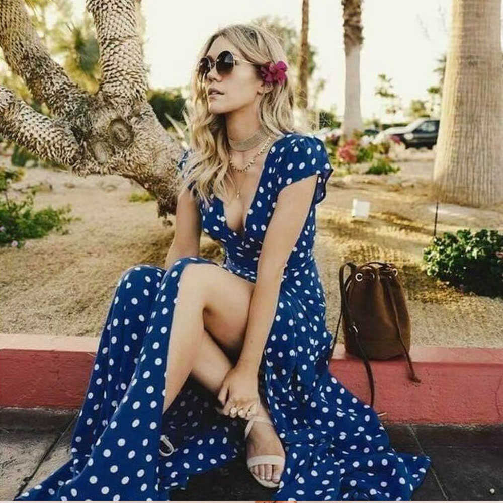 Casual Dresses Summer Ladies Long Split Dress Polka dot Beach Dress Maxi Dress Women Evening Party Dress Floorlength Beach Hobo Sundress Z0216, Black
Casual Dresses Summer Ladies Long Split Dress Polka dot Beach Dress Maxi Dress Women Evening Party Dress Floorlength Beach Hobo Sundress Z0216, Black