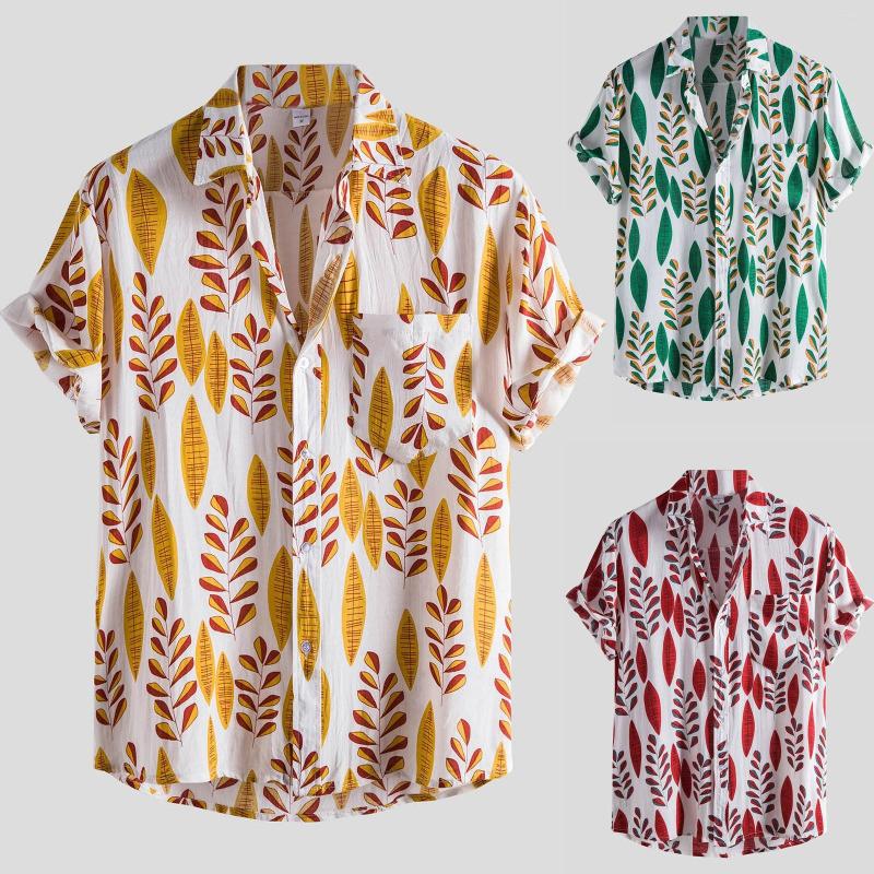 Men's T Shirts Turn-Down Men's Sleeve Button Shirt Fashion Print Short Casual Blouse Leaves Men Ethnic Slim Fit Beachwear, Green
Men's T Shirts Turn-Down Men's Sleeve Button Shirt Fashion Print Short Casual Blouse Leaves Men Ethnic Slim Fit Beachwear, Green
