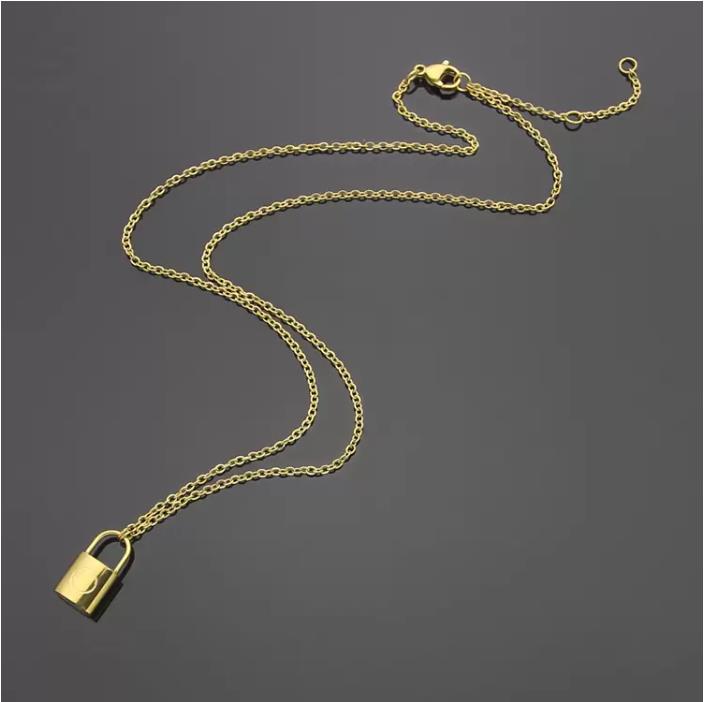 Pendant Necklaces Quality Stainless Steel Luxury Lock Fashion Simple V Necklaces Classic Style Women Designer Jewelry