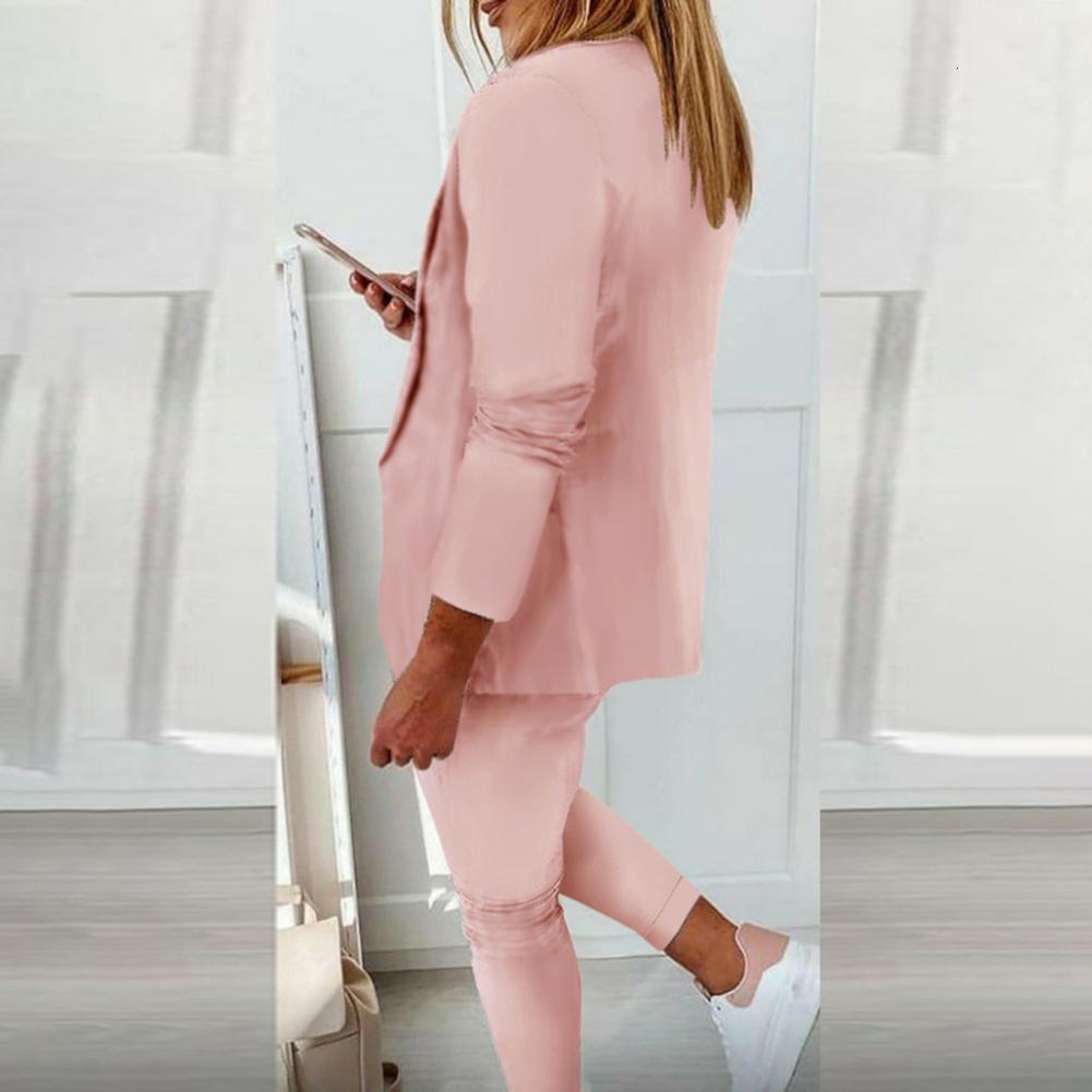 Womens Two Piece Pants Suit Blazer Outfit Korean Fashion Casual Turndown Collar Office Lady Long Sleeve Trousers 230216