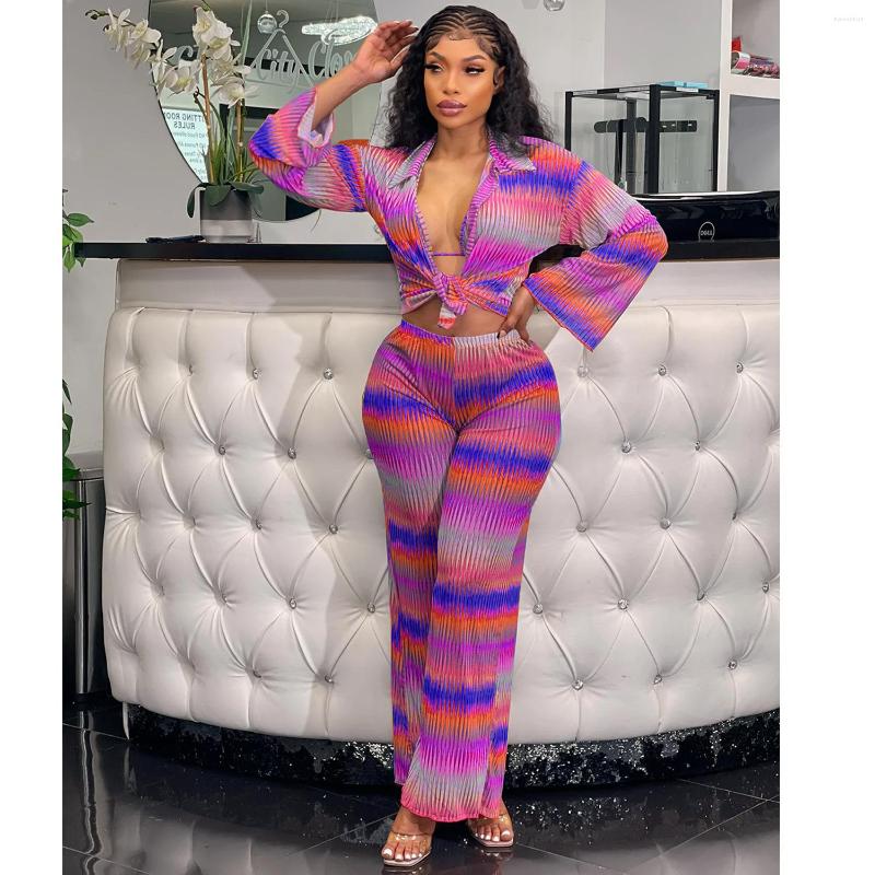 Women' Tracksuits Clothing 2023 Elegant Tie Dye Striped Straight Wide Leg Pants Suit Women Long Sleeve Bow Up Blouse Shirt Bra Two 3Piece, Blue
Women' Tracksuits Clothing 2023 Elegant Tie Dye Striped Straight Wide Leg Pants Suit Women Long Sleeve Bow Up Blouse Shirt Bra Two 3Piece, Blue