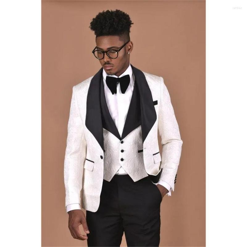 Men's Suits Men High Quality Shawl Lapel Man Pattern White Groom Tuxedos Wedding/prom 3 Pieces ( Jacket Pants Vest Tie ) E64, Same the picture
Men's Suits Men High Quality Shawl Lapel Man Pattern White Groom Tuxedos Wedding/prom 3 Pieces ( Jacket Pants Vest Tie ) E64, Same the picture