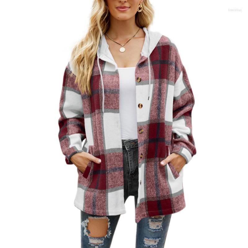 Women's Jackets Women's Autumn Spring Hooded Jacket Classic Plaid Print Temperament Casual All-Matching Coat
Women's Jackets Women's Autumn Spring Hooded Jacket Classic Plaid Print Temperament Casual All-Matching Coat